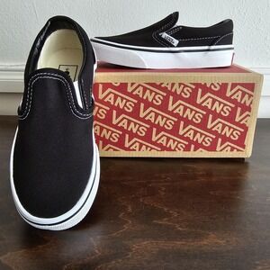 NEW VANS AUTHENTIC BLACK (VN000ZBU6BT), Classic Slip On 11.5 M Little Kids Child